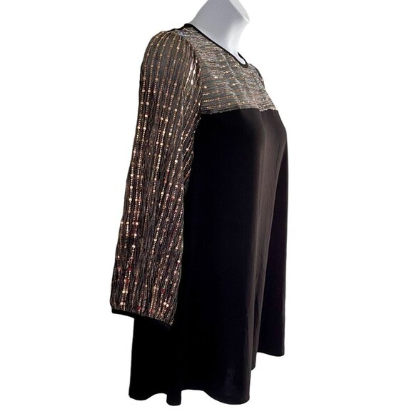 Cure. Black Sequin Top With 3/4 Sleeves Rayon Spandex Blend Women's 2XL NEW - Picture 3 of 12